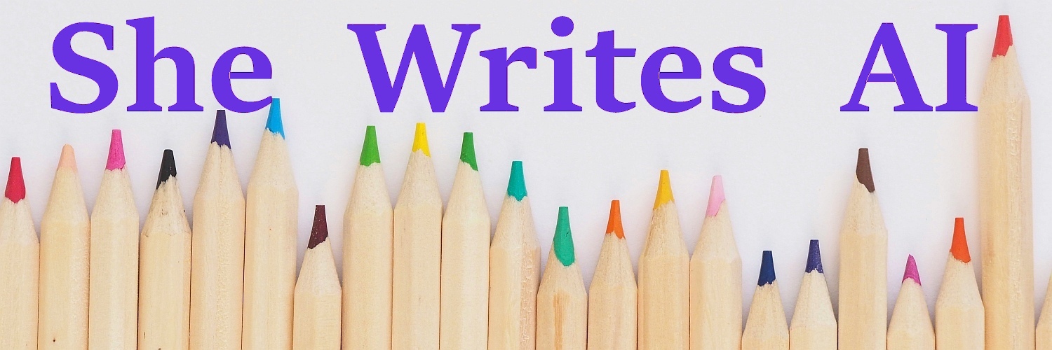 SheWritesAI.com banner